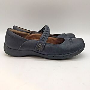 Clarks Unstructured Linda Mary Janes Women's 9M Navy Leather Hook & Loop 60896